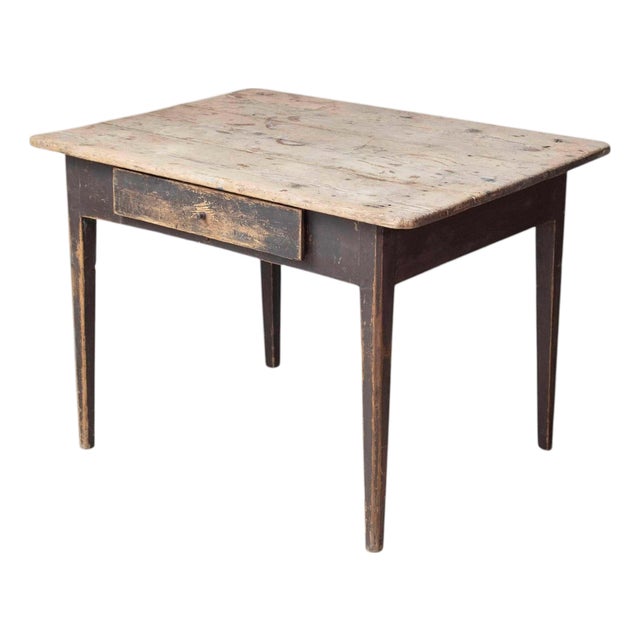 Swedish Country Pine Table with Drawer, circa 1840 For Sale