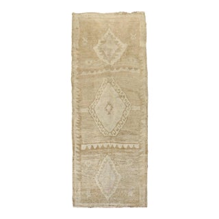 Vintage Neutral Short Turkish Kars Runner - 3' x 7'6" For Sale