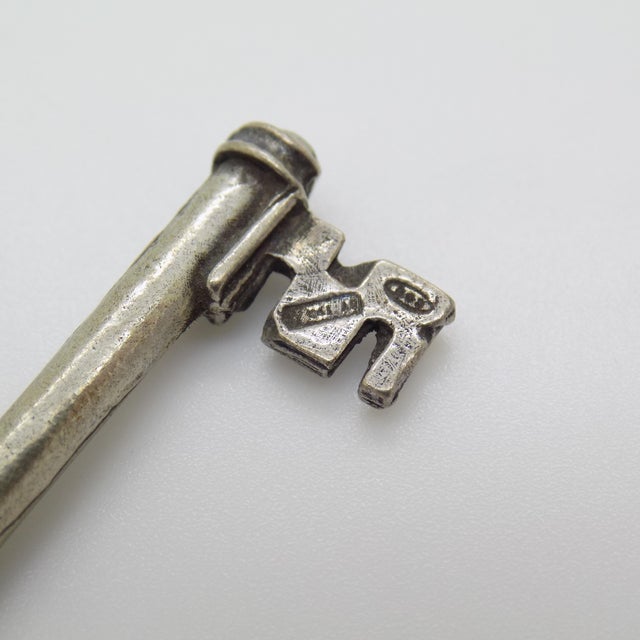 Vintage Italian Handmade Genuine Silver Life Size Secret Key Drawer With Green Tassel For Sale - Image 9 of 11