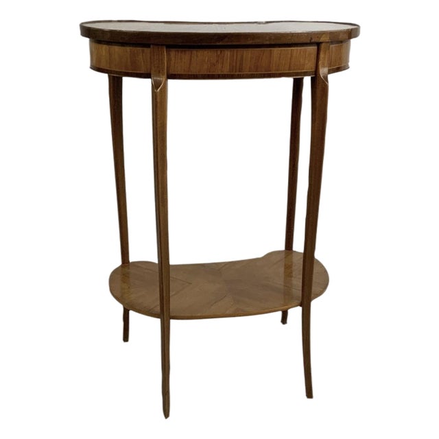 A Vintage French Style Kidney Bean Shaped Two-Tier Occasional Side Table For Sale