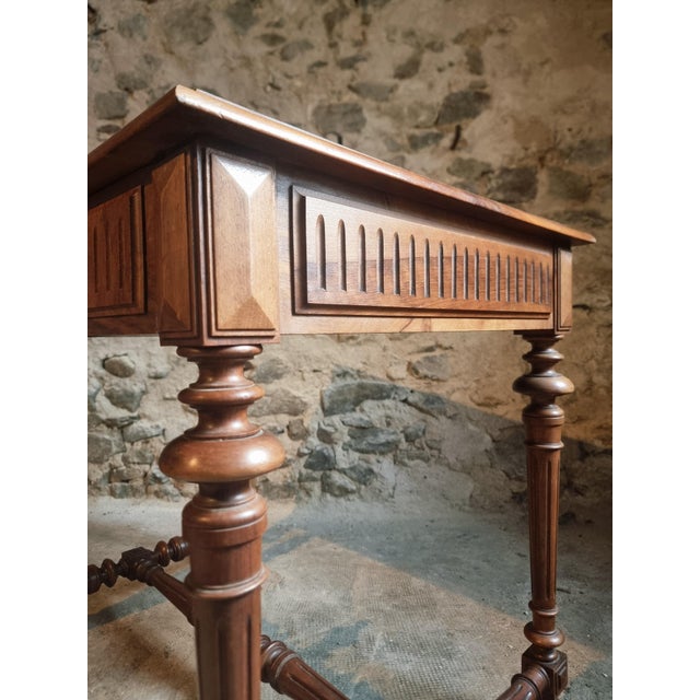 French Walnut Writing Table with Drawer, 1930 For Sale - Image 6 of 16