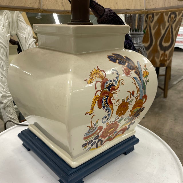 Taupe 1960s Colorful Vintage Painted Ceramic Table Lamp For Sale - Image 8 of 12