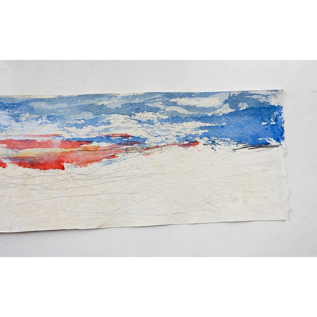 Long-format abstract landscape using watercolor and pencil on heavy watercolor paper by George Turner (1943-2014). Signed...