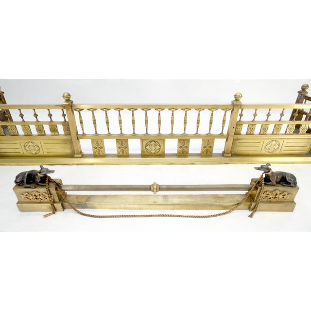 Large Antique Ornate Solid Brass Fireplace Fender Towel Rack c1900s Stunning For Sale - Image 6 of 15