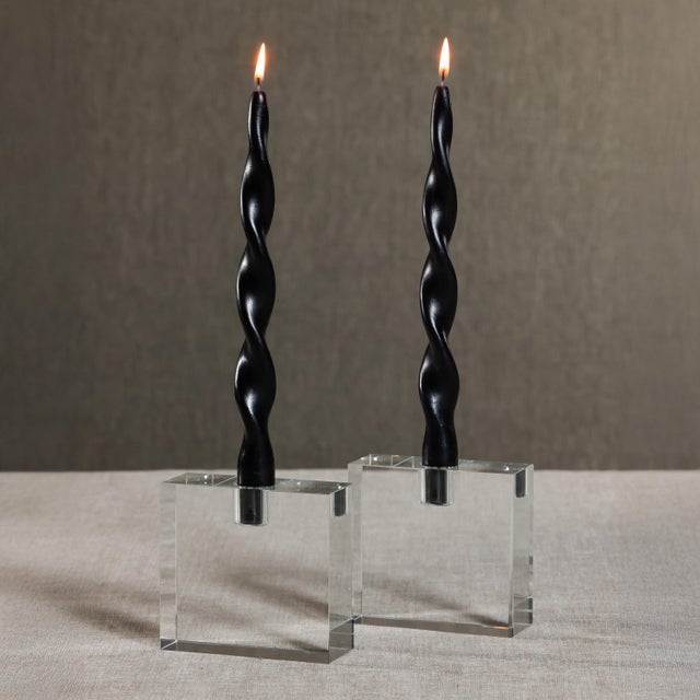 Contemporary Lumière Twist Taper Candles, Set of 12 in Black, 12" For Sale - Image 3 of 3