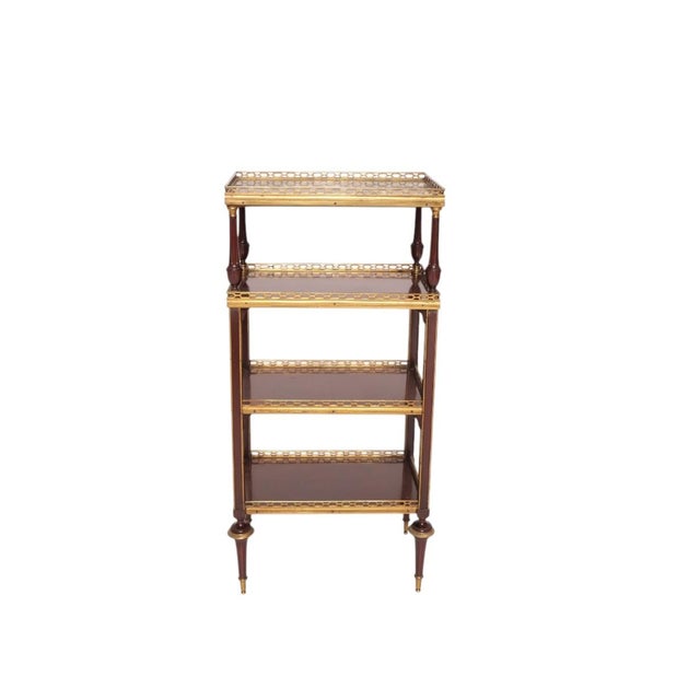 French Late 19th Century Authentic Louis XVI Style Four-Tier Étagère With Marble Top and Gilt Detailing For Sale - Image 3 of 7