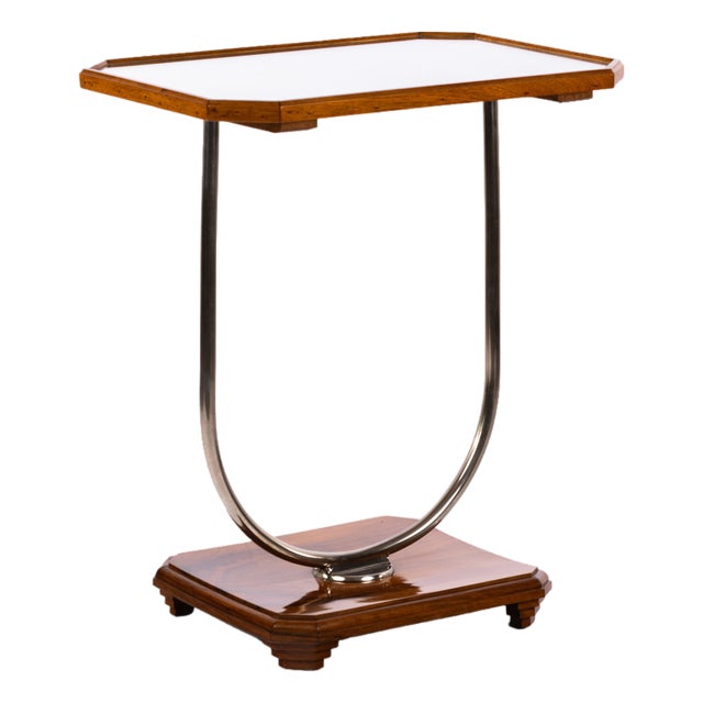 Bauhaus Tubular Steel Side Table with Mirror, 1930s For Sale