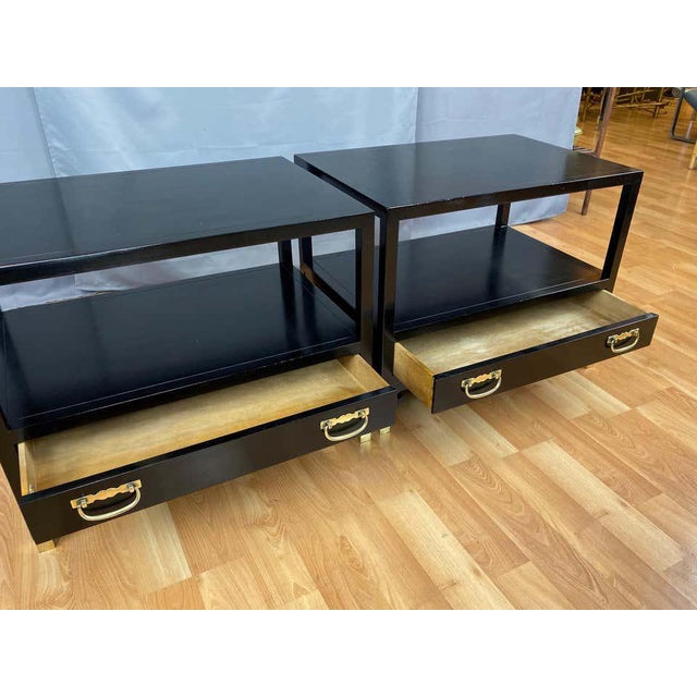 Michael Taylor for Baker Furniture Black Lacquered Side Tables, 1950s