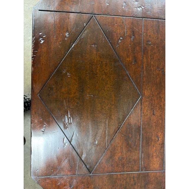 Wood Monumental Octagonal Baroque Coffee Table With Parquetry Top For Sale - Image 7 of 15