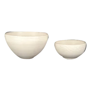 Early 1940s Hamilton Achille Wolf White Matte Pottery Bowls- Set of 2