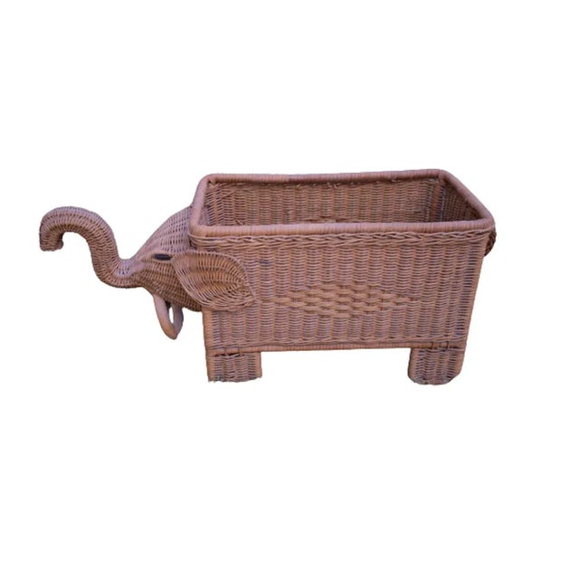 Name: Elephant Wicker Basket Planter Fruit-Holder Mask-Holder Size: Large Entire Elephant: 24” x 7.5” x 10.5” Inner...