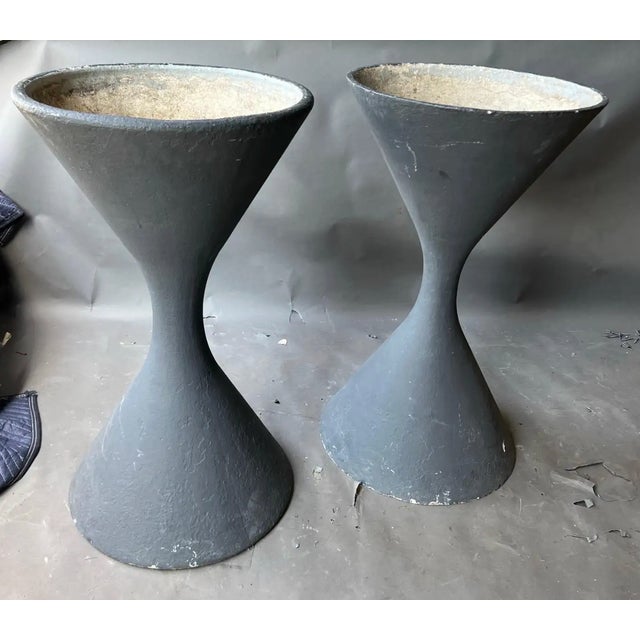 Great Near Pair of Large Willy Guhl Diabolo planters painted in a charcoal color, some paint losses- see photos