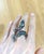 Bochic "Orient" Vintage Emerald & Fancy Sapphires Serpent Ring 18K & Silver For Sale - Image 14 of 18