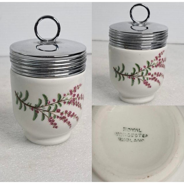 White Mid 20th Century English Porcelain Egg Coddlers by Royal Worcester & Crown Staffordshire - Set of 4 For Sale - Image 8 of 17