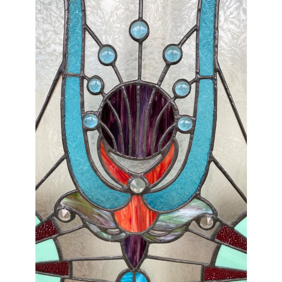 Early 20th Century Art Nouveau Stained Glass Window | Chairish