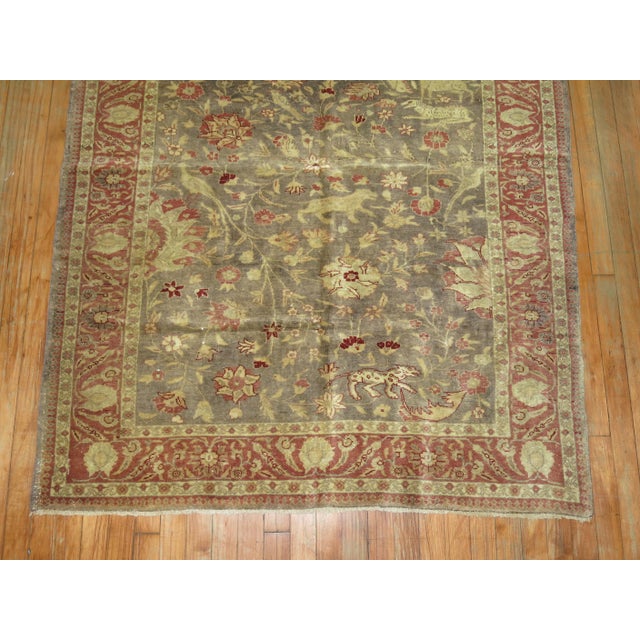 Textile Early 20th Century Zabihi Collection Gray Animal Motif Turkish Fine Sivas Rug - 4'4" x 5'5" For Sale - Image 7 of 8