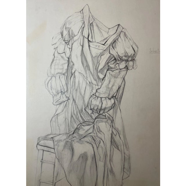 Original 1949 Vintage E. Meyer Dress Clothing Study Pencil Drawing Illustration For Sale - Image 15 of 16