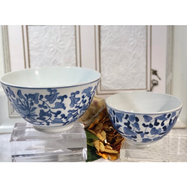 Set Of 4 Porcelain Bowls Oriental Blue And White Decorative Bowls Chairish
