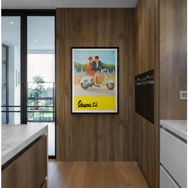 Vespa g.s. – c. 1960 – original vintage advertising poster – mid-century modern – 100.0x70.0 cm the piece this vibrant...