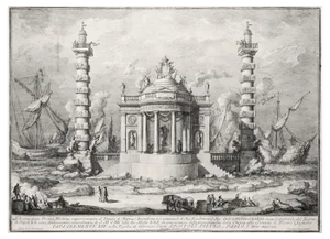 Giuseppe Vasi, Il tempio di Nettuno, Etching, 1760