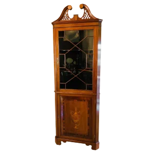 Edwardian Inlaid Mahogany Corner Cupboard