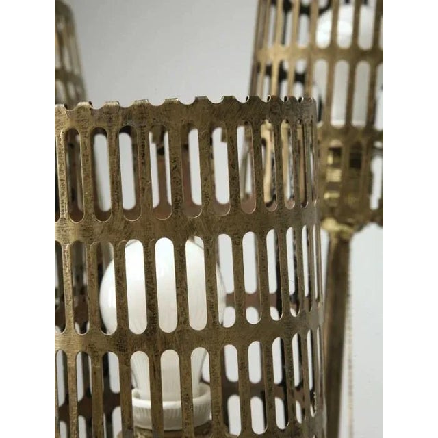 Vintage Italian Gilded Metal Bamboo Floor Lamp For Sale - Image 4 of 11