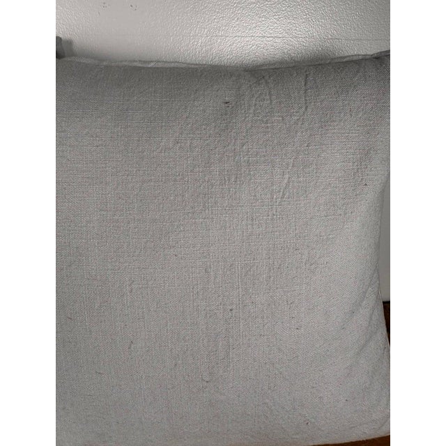 Blue Distressed Blue and White Batik Pillows, Cotton and Linen, India For Sale - Image 8 of 8
