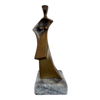Roberto G. Crivelle Bronze Abstract Female Sulpture on Granite Base, 1980s For Sale