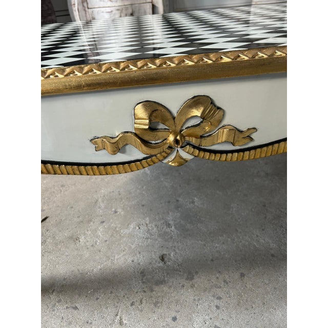 Unique Louis XV Style Coffee Checkered Table For Sale - Image 4 of 4