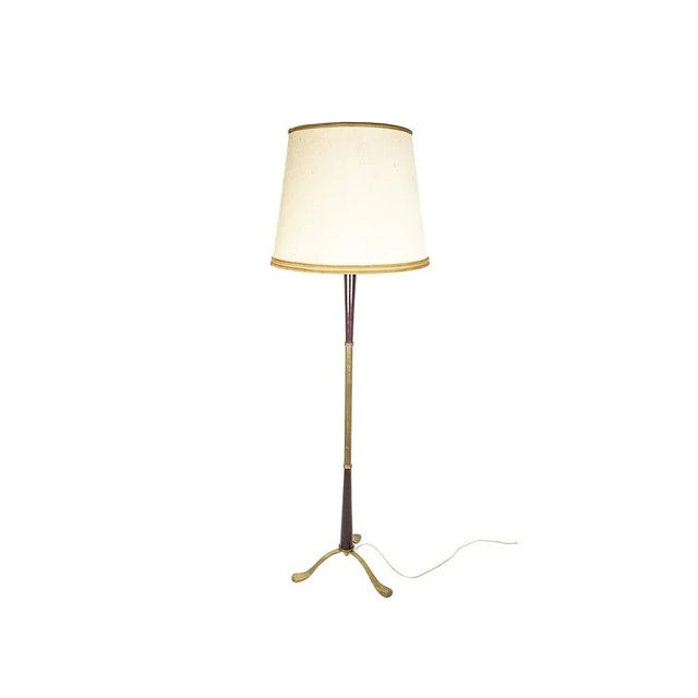 Maroon Italian Purple Wood and Brass Floor Lamp from Arredoluce, 1940s For Sale - Image 8 of 17