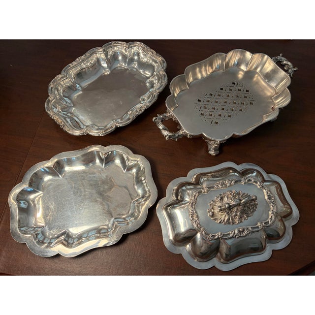Metal Antique English Silver-Plate Four Piece Entre’e Servers, Sheffield For Sale - Image 7 of 11