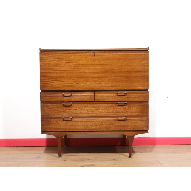 Mid Century Modern Vintage Teak Bar Cart Cocktail Cabinet Dry Bar by Meredew For Sale - Image 15 of 16
