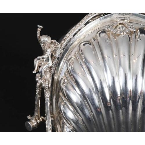 Antique Silver-Plated Triple Shell-Shaped Biscuit Box, 1900s For Sale - Image 5 of 18