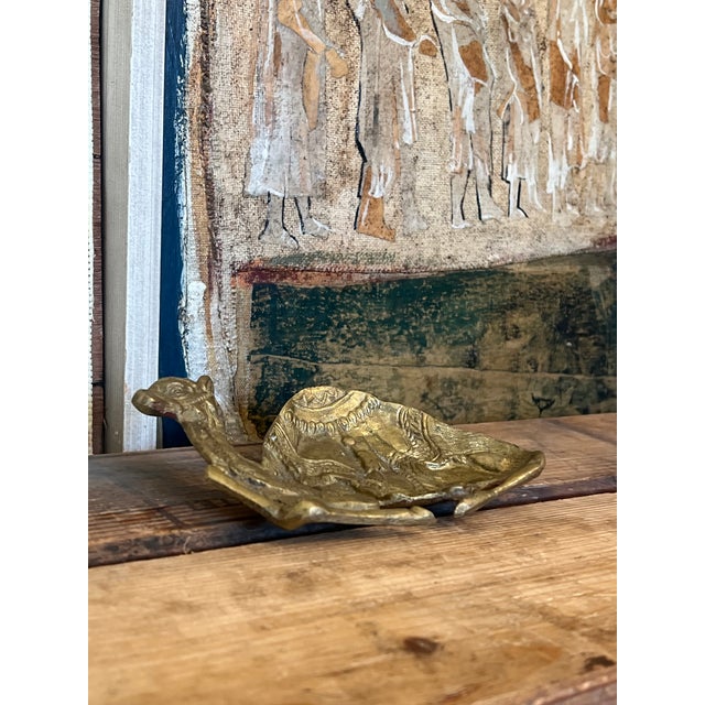 Vintage Brass-Tone Metal Camel Sculpture Decorative Trinket Dish For Sale In Seattle - Image 6 of 7