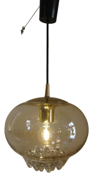 Gold Shimmering Glass Hanging Lamp from Peill & Putzler, 1970s