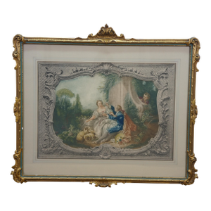 François Boucher Baroque Rococo the Gallant Shepherd Lithograph Reproduction