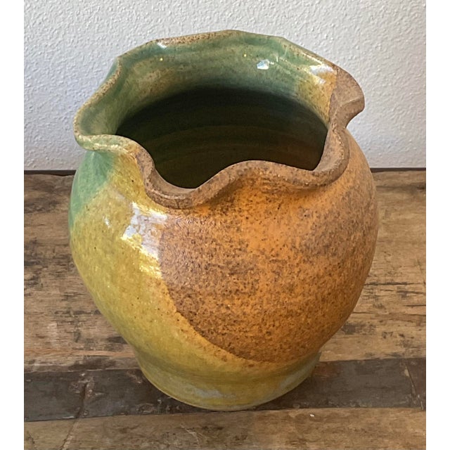 Vintage Original Studio Pottery Ruffle Vase For Sale In West Palm - Image 6 of 12