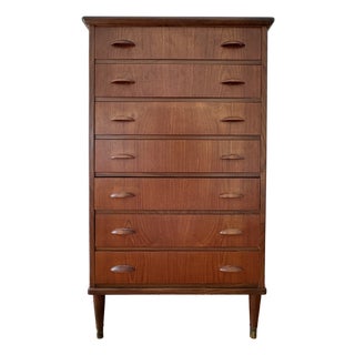1960s Danish Modern Teak & Pine Chest of Drawers, Seven-Drawer For Sale