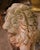 French Pair of Mid-Century French Outdoor Weathered Carved Stone Lion Sculptures For Sale - Image 3 of 6