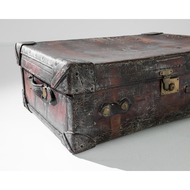 Contemporary 1900s Central European Leather Suitcase For Sale - Image 3 of 4