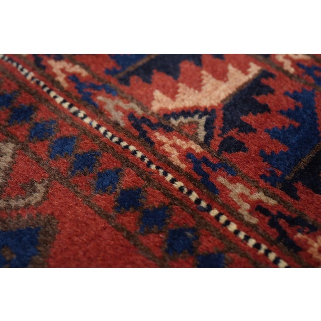 Red Semi Antique Hand Made Afghani Afghanestan Rug For Sale - Image 8 of 14