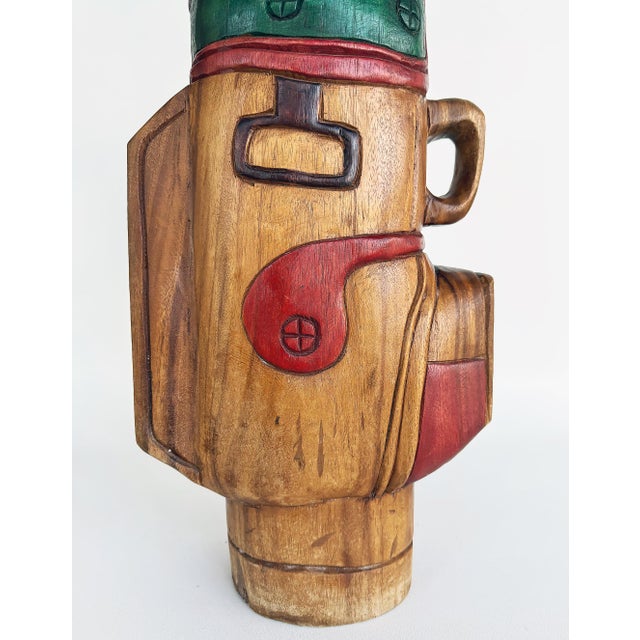 Vintage Life-Sized Carved Wood Set of Golf Clubs Sculpture and Bag For Sale In Miami - Image 6 of 10