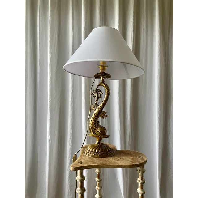 Louis XV Style Gilt Bronze Dolphin Lamp, 1950s For Sale - Image 13 of 15