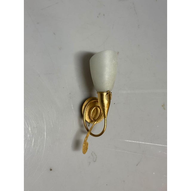 1980s Gold Gilded Wall Sconces with Murano Glass Shades, 1980s, Set of 2 For Sale - Image 5 of 11