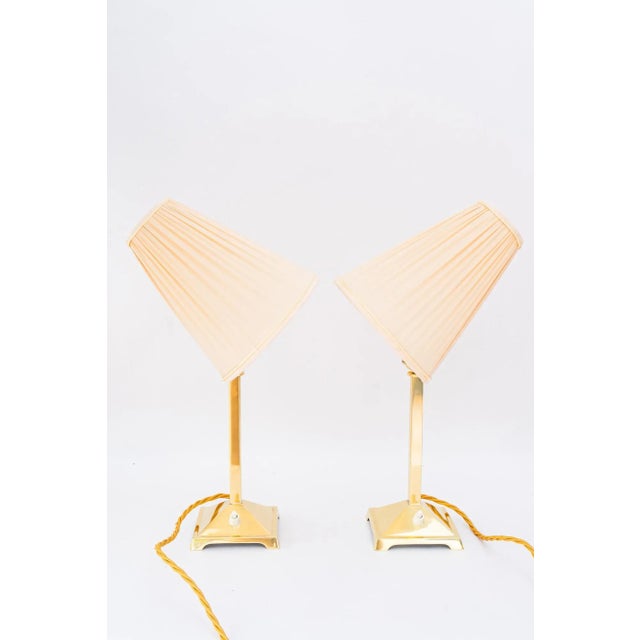 Art Deco Table Lamps with Fabric Shades, Vienna, Austria, 1920s, Set of 2 For Sale - Image 3 of 16