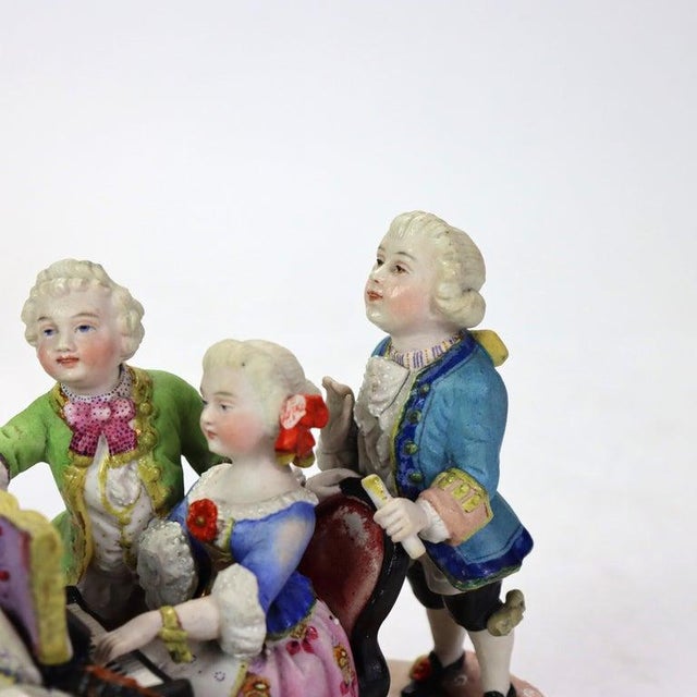 Victorian Antique Hand Painted Porcelain Musician Grouping C1890 For Sale - Image 3 of 8