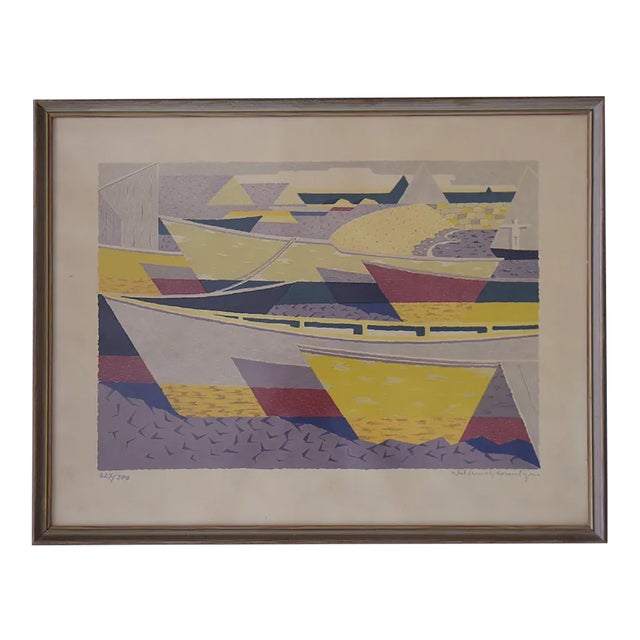 Båtparad, Color Lithograph by Waldemar Lorentzon, 1953 For Sale