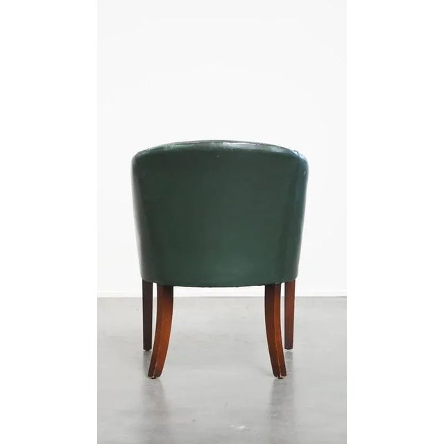 English Green Cowhide and Wooden Chair For Sale - Image 4 of 16