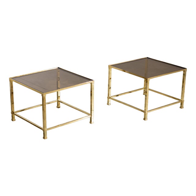 French Brass Side Tables, 1970s, Set of 2 For Sale