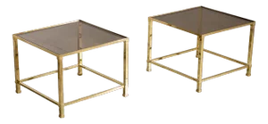 French Brass Side Tables, 1970s, Set of 2